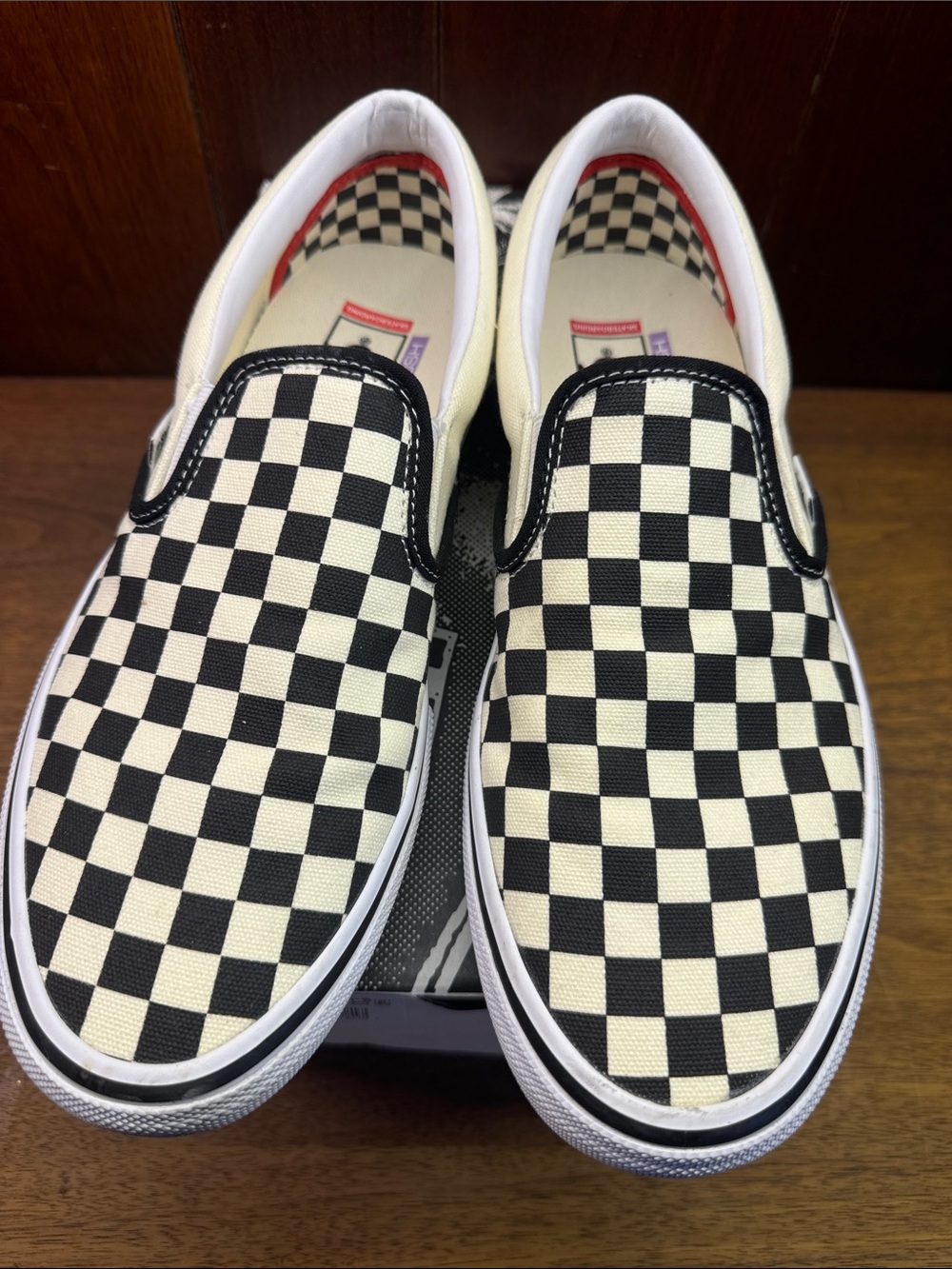 Vans Kids Black & White Checkerboard Skate Slip-On